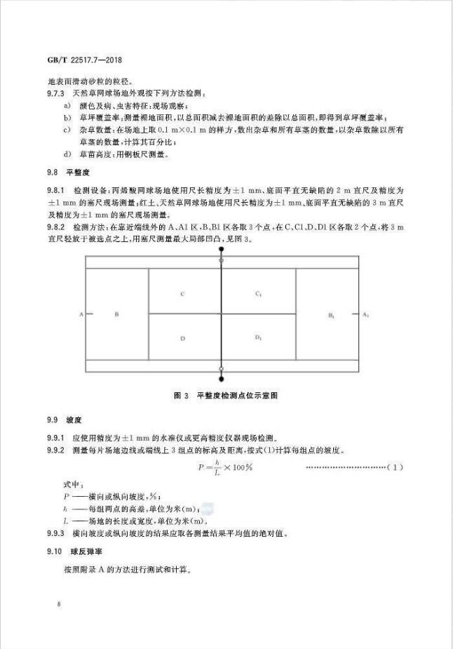 GBT 22517.7-2018体育场地使用要求及检验方法 第7部分：网球场地